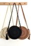 Black Round Bag - Macrame, Bohemian, Tasseled Straw and Knitted Crossbody Bag