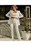 Diving Fabric White Lined Bustier Jacket Trousers Three Pieces Classic Suit - 3