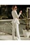 Diving Fabric White Lined Bustier Jacket Trousers Three Pieces Classic Suit - 2