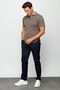 Men's Zippered Polo Neck T-shirt Light Brown - 5