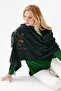 Women's Embroidered Tassel Shawl Green - 8