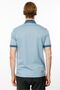 Men's Polo Collar T-Shirt with Striped Sleeves and Collar, Blue - 4