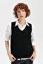 Women's V-Neck Seamless Sweater Black - 5