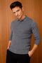 Men's Polo Neck Diamond Patterned Knitwear Sweater Smoked