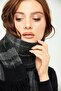 Women's Tricolor Plaid Scarf Black - 8