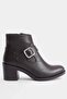 Brown Buckle Side Zipper Women's Heeled Boots