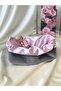 Gray Plush Pink Satin - Makeup and Grooming Bag