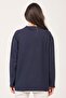 Clasy Women's Lacost Fabric Navy Blue Crew Neck Basic Oversize Long Sleeve T-Shirt - 4