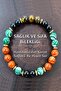 Certified Natural Stone Health Bracelet 8 mm (Malachite - Jasper - Tiger's Eye - Agate)