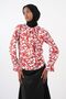 Claret red-white Crepe Blouse with Tie Detail on the Collar - 5