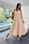 Ayrobin Fabric Long Beige dress with Adjustable Straps - 2