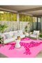 Alya Collection Pink Heart Detailed Leopard Patterned Woven Base Modern Decorative Carpet Alya10 - 3