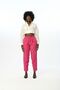 Women's Comfortable Fit Elastic Waist Plain Orchid Color Pants - 3