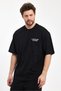 Men's Love's for Show Printed Oversize 100% Cotton Loose Wide Cut Crew Neck Casual Black T-Shirt - 4