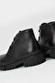Women's Black Genuine Leather Lace-up Boots & Booties - 5