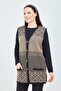 Women's Short Mink Patterned Knitwear Buttoned Pocket Winter Mother Vest - 2