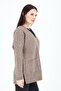 Women's V-Neck Mink Buttoned Pocket Knitted Wool Mother Knitwear Short Cardigan - 5