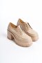 Women's Carmel Skin Laced 8 cm Heeled Platform Shoes - 4