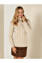 Cream Melange Regular Fit Turtleneck Sweater 50259839 -Vr159