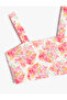 Floral Crop Blouse Strappy Square Neck Viscose Fabric - 3