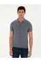 Dark Indigo Slim Fit Button Polo Neck Linen Blend Knitwear T-Shirt 50289239-Vr089
