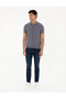 Dark Indigo Slim Fit Button Polo Neck Linen Blend Knitwear T-Shirt 50289239-Vr089 - 4