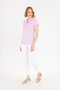 Women's Light Pink Basic Polo Neck T-Shirt 50262675-Vr211 - 4