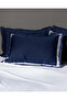 Jeanne King Size Border Satin Duvet Cover Set - Navy/White - 2