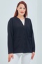 Women's Black Seasonal Pocketed Buttoned Short Mother's Combed Cotton Cardigan