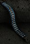 Natural Stone Hematite Blue Edge Stripe Bracelet - 5