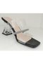 22Y508-1 Women's Transparent Banded Transparent Heeled Stone Slippers, Narrow Fit, Please Choose 1 Size Larger