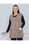 Women's Mink Round Neck Knitwear Buttoned Winter Wool Vest with Pockets - 2