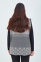 Women's Black and White Patterned Knitwear Buttoned Pocket Winter Mother Vest - 8
