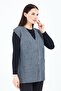 Women's Gray V-Neck Buttoned Pocket Knitted Wool Mother Knitwear Vest - 4