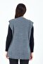 Women's Gray V-Neck Buttoned Pocket Knitted Wool Mother Knitwear Vest - 7