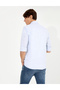 Light Blue Slim Fit Linen Look Shirt 50252491-Vr003 - 5