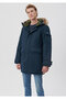 Dark Blue Long Parka with Fur Collar Regular Fit / Normal Cut 0110105-70490