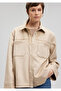 Beige Faux Suede Jacket Loose Fit / Loose Relaxed Fit1110368-86596