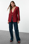 Burgundy Tie Detailed Woven Blazer Jacket Twoaw25Bc00028