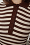 Kahverengi Polo Yaka Basic Çizgili Fitted/Vücudu Saran Triko Kazak TWOAW25KZ00349 - 4