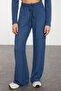 Indigo Yumoş Crop ve Wide Leg/Geniş Paça Örme Alt Üst Takım TWOAW23AU00125 - 6