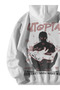 Unisex White Travis Scott Boss Printed Oversize Hoodie with Kangaroo Pocket - 3