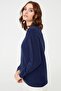Women's Crew Neck Seamless Knitted Sweater Navy Blue - 8