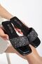 Comfortable Sole Single Strap Stone Flat Heel Women's Evening Dress Slippers