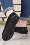 Black V Buckle Detailed Casual Women's Ballerinas - 7
