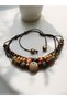 Wooden and Metal Bead Combination 3 Piece Casual Bracelet - 8