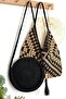 Black Round Bag - Macrame, Bohemian, Tasseled Straw and Knitted Crossbody Bag - 3