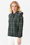 Women's Hooded Checked Short Sweater Green