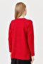 Women's Crew Neck Brass Knitted Blouse Red - 4