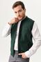 Men's Judge Collar Pique Jacquard Zippered Wool Vest Green - 2
